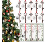 Landical 20 Sets Christmas Teacher Gifts Teacher Appreciation Ornament Key Bottle Openers Thank You Cards with Bags for Women Xmas Tree Souvenir Gift (Round)