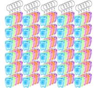 Landical 200 Pcs Dental Floss Keychain Bulk Mini Tooth Portable Floss Cleaning for Travel Homeless 15 M /16.4 Yard (Multicolor)