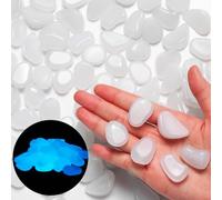 Landical 200 Pcs Glow in The Dark Rocks Bulk 1.06 Inch Garden Glow Rocks Outdoor Garden Glow in The Dark Pebble Glow in The Dark Stone for Walkway Backyard Landscaping Fish Tank Plant Decor (White)