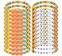 Landical 24 Pack Fall Pumpkins Gold Beaded Clay Bracelets Gift Bulk Orange Adjustable String Rope Braided Thanksgiving Autumn Birthday Party Favor for Family Friends Classmates