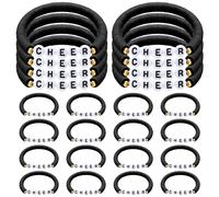 Landical 24 Pcs Cheerleader Gifts Stackable Clay Bead Cheer Bracelets, Cord and Vinyl Disc Beads, Multicolored, 7.1 Inch Wristband