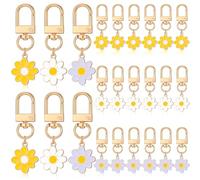 Landical 24 Pcs Flower Keychain Cute Handbag Key Chain Bulk Aesthetic Key Ring Charms for Handbags Purse Accessories, Mixed Colors, about about 2.09 inches