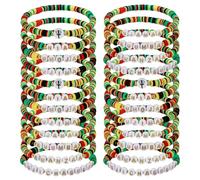 Landical 24 Pcs Kwanzaa Festival Bracelets Bulk African Holiday Party Favors Kwanzaa Party Supplies African Kente Bracelets Celebrating Gift Wristbands for Women Men Christmas Holiday