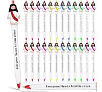Landical 24 Pcs Little Every Needs a Little Jesus Figures Ballpoint Pens | Original Figures Jesus Design, Christian Pens Bulk for Adult, Religious Party Favors, Sunday Baptism Gifts