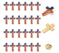Landical 24 Pcs Patriotic Cross American Flag Lapel Pins Bulk Metal 3D USA Flag Brooches Pins for 250 Anniversary Patriotic Suits Jackets Hats Backpacks Clothes Decor