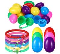 Landical 24 Set Easter Eggs with Cross Bracelets Kids Jewelry for Girls Easter Basket Stuffers Gifts for Kids Party Favors Treasure Classroom Egg Hunt Games(Rainbow)