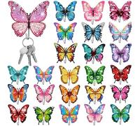 Landical 25 Pcs Butterfly Diamond Painting Kits for Adults DIY Diamond Art Painting Wall Hook Key Holder Butterfly Wall Hooks Rhinestone Dot Gem Art Kits Sticky Hooks for Towel Hat Kitchen Decoration