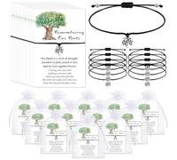 Landical 25 Sets Family Reunion Party Favors Tree Wish Adjustable Bracelets with Remember Our Roots Cards and Organza Bags for Family Gathering Party Souvenir Gift