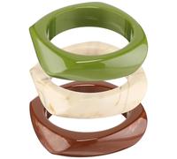 Landical 3 Pcs Colorful Square Acrylic Resin Bangle Bracelet Wide Geometric Irregular Wristbands Women, Inside diameter: about 2.56 inches, acrylic resin, acrylic resin