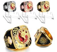 Landical 3 Sets Chili Cook off Championship Trophy Ring 1st, 2nd, 3rd Place Medal Etched on Side with Acrylic Display Stand Chili Cook off Championship Trophy Prize Award Ceremony Decorations, Zinc,