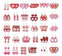 Landical 30 Pairs St Patricks Day Earrings Set Bulk for Women Green Double Sided Print Shamrock Lucky Clover Irish Wooden Earrings Jewelry Gift Decor for St. Patrick's Day, M/ as the picture shown