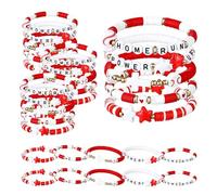 Landical 30 Pcs Baseball Charm Bracelets Sports Wristbands for Teens Adults Beads Stretch Friendship Bracelets Set for Baseball Sport Events Game Day Mom Accessories Favors for Team