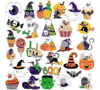 Landical 30 Pcs Cute Enamel Pins Bulk Plant Flowers Animal Halloween Black Cat Gothic Fall Pumpkins Spring Cartoon Lapel Brooches Pin Fun Jewelry Gift for Clothes Bags Hats Accessories, the largest is