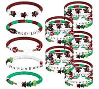Landical 30 Pcs Sports Party Favors Bracelets,Football Baseball Soccer Basketball Bead Ball Bracelets Adjustable Inspirational Wristbands Sport Halloween Non Candy Treats for Teen Adults(Football)