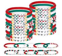 Landical 30 Pcs WWJD Bracelets Bulk Jesus Bracelets for Women Kid Religious Christian What Would Jesus Do Wristband Christmas, 7.3 inches, polymer clay, plastic, polymer clay, plastic