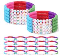 Landical 30pcs Back to School Friendship Bracelets Bulk Our Class is a Family Beaded Stretch Bracelets Bulk Welcome Classroom Gifts First Day of School, 7.09 inch perimeter., polymer Clay, Plastic, no
