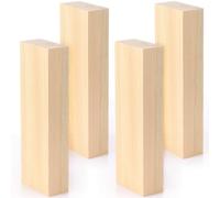 Landical 4 Pack Pine Wood Carving Blocks 12 x 4 x 2 Inch Unfinished Whittling Wooden Blocks for Beginners Home Christmas DIY Arts Supplies