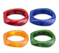 Landical 4 Pcs Colorful Square Acrylic Resin Bangle Bracelet Wide Geometric Irregular Wristbands Women, about 2.56 inches, no gemstone
