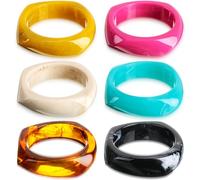 Landical 4 Pcs Colorful Square Acrylic Resin Bangle Bracelet Wide Geometric Irregular Wristbands Women, Multicolor, acrylic resin, acrylic resin