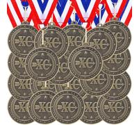 Landical 48 Pcs Cross Country Running Medals 2 inch Cross Country Awards Bronze Medals with Neck Ribbons Trophy Prize Gift for Sports Party Participation Winner