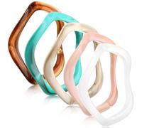 Landical 5 Pack Acrylic Bracelets Resin Bangle Irregular Punk Acrylic Resin Bangle Wristband Bracelets for Women Set, about 3.15 inch, Resin, resin