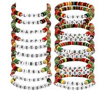 Landical 50 Pcs Juneteenth Bracelets Bulk June 19th Party Favors African American Freedom Day Party Supplies 1865 June Nineteenth Decorations Juneteenth Bracelet Gift Celebrating for Women Men Favor