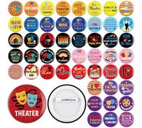 Landical 50 Pcs Theatre Gifts Set Theater Button Pins Bulk Musical Theater Badges Broadway Pins Comedy Tragedy Mask Drama Actor Gifts for Theatre Party Favors