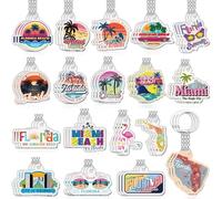 Landical 54 Pcs 18/54Pcs Acrylic US Keychain Bulk USA City States Key Ring Florida California Chicago San Francisco Gift Souvenir (Florida)