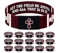 Landical 6/12 Pcs Softball Baseball Bible Verse Bracelets with NFC Technology for Women Men Teen Team Religious Christian Scripture Bracelet Tap-to-read with Phone Baptism Gift, Football, woven fabric