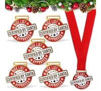 Landical 6 Pack Christmas Medals Gifts 2 Santa Nice List Award Medals Gold with Neck Ribbon for Family Christmas Eve Stocking Stuffers Gifts