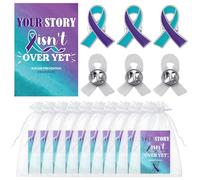 Landical 60 Pcs/30 Sets Suicide Prevention Awareness Pins with Card Include 30 Pcs Suicide Ribbon Lapel Pins and 30 Your Story Isn't over Yet Cards for Inspirational Favors Charity Supplies