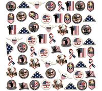 Landical 60 Pcs Autism Awareness Pins Items Autism Enamel Lapel Pins Gifts Bulk for School Classroom Social Public Charity Supplies, 12 Styles(Veterans,Red White Blue)