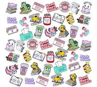 Landical 60 Pcs Book Enamel Pins for Backpacks Christmas Bookish Book Lovers Club Gifts Bulk Cute Bookworm Lapel Pins Frog Dinosaur Duck Badge Brooch for Hats Bags Lanyards Clothing