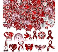 Landical 60 Pcs Burgundy Ribbon Pins Bulk Sickle Cell Awareness Items Multiple Myeloma Awareness Products for Cancer Charity Events, Fundraiser, Survivors Gifts