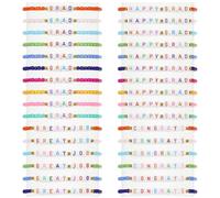 Landical 60 Pcs Happy Grad Bracelet Class of 2025 Kindergarten Graduation Gift Friendship Adjustable Beaded Bracelet Preschool Party Favors Congrats Grad Celebrating Jewelry Set for Classroom Reward
