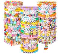 Landical 64 Pcs Happy Easter Bracelets Bulk for Women Beaded Favor Colorful Stretch Egg Bunny Bracelets Easter Stackable Stretch Friendship Jewelry for Gifts Goody Bag Fillers Party Supplies