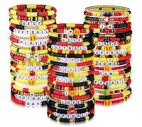 Landical 64 Pcs Sport Softball Beads Bracelets for Women Adjustable Softball Jewelry Team Gift Bulk Sport Player Gifts Beaded Ball Charm Stretch Bracelet Jewelry for Team Lovers Players Party Favors