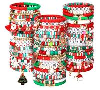 Landical 64 Pieces Beaded Bracelet Party Favor Pack Stackable Stretch Friendship Jewelry for Goody Bag Fillers Party Supplies, One Size, polymer clay, polymer clay