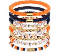 Landical 8 Pcs Baseball Game Day Bracelets Mom Beaded Stretch Bracelet Stackable for Women Outfit Jewelry Gifts, Cool, polymer clay, ABS, Acrylic, polymer clay, abs, acrylic