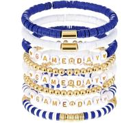 Landical 8 Pcs Baseball Game Day Bracelets Mom Beaded Stretch Bracelet Stackable for Women Outfit Jewelry Gifts, Cool, polymer clay, ABS, Acrylic, polymer clay, abs, acrylic