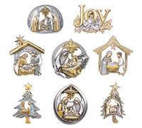 Landical 8 Pcs Christmas Nativity Scene Lapel Pin Religious Gifts Stable and Brooches Pin Jesus Is the Reason for the Season Joy Outdoor Baby Jesus Manger Scene Enamel Gifts