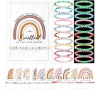 Landical Back to School Gifts for Students Luminous Friendship Bracelets Inspirational Gifts for Women Motivational Beaded Rainbow Bracelet Rainbow Inspirational Quotes Card, clay, paper, clay, paper
