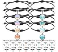 Landical Bible Verse Bracelets Adjustable Jesus Bracelets with Motivational Quote Bible Verses Christian Inspirational Gifts for Men Women Religious Party Favors, Black, nylon rope, alloy and glass