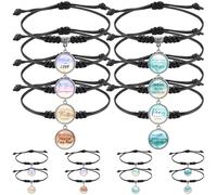Landical Bible Verse Bracelets Adjustable Jesus Bracelets with Motivational Quote Bible Verses Christian Inspirational Gifts for Men Women Religious Party Favors, Black, nylon rope, alloy and glass