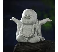 Landical Buddha Sandstone Statues, Zen Monk Praying Statue Sculptures Ornament for Wealth Good Luck Feng Shui Decor Home Office Car Decoration(Laughing Buddha)