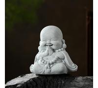 Landical Buddha Sandstone Statues, Zen Monk Praying Statue Sculptures Ornament for Wealth Good Luck Feng Shui Decor Home Office Car Decoration(Prayer Buddha)