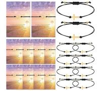 Landical Christian Sisters in Christ Gifts Bulk for Women Adjustable Religious Cross Bracelets Bible Cards Faith Jewelry, Bracelet:about 6.3-12.6 inches, alloy,250g kraft paper, no gemstone