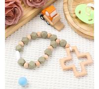 Landical Cross Baptism Silicone Rosary Silicone Ten Year Rosary Baby Shower Baptism Party Supply Catholic First Communion Gift Christian Communion Party Decorations(Square,Green)