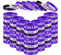 Landical Domestic Violence Awareness Bracelets Bulk End Domestic Violence Silicone Wristbands Purple Ribbon Awareness Bracelets