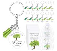 Landical Family Reunion Favors Family Tree Keychains with Tassels Remembering Our Roots Inspirational Card and Organza Bags
